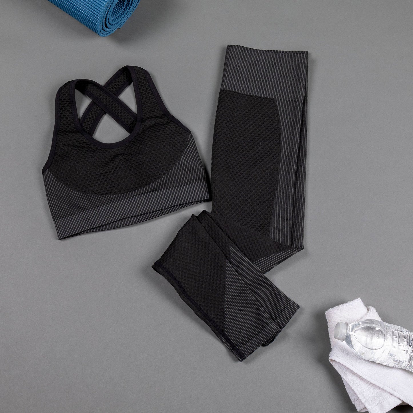 Textured Leggings and Sports Bra Activewear Set Women
