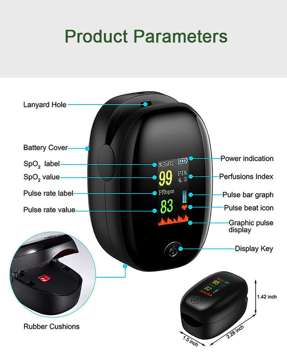 Fingertip Pulse Oximeter OLED Display Oxygen Heart Rate Monitor