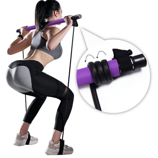 Portable Yoga Pilates Bar with Resistance Bands Fitness Trainer