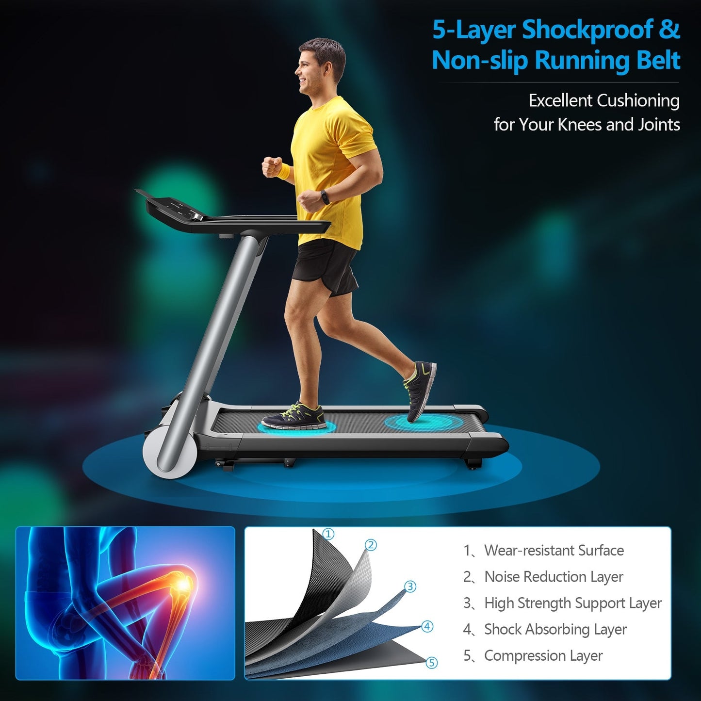 Italian Folding Treadmill Heart Rate Belt Fatigue Button Home Fitness