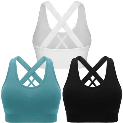 Women's High Impact Seamless Padded Criss-Cross Sports Bra