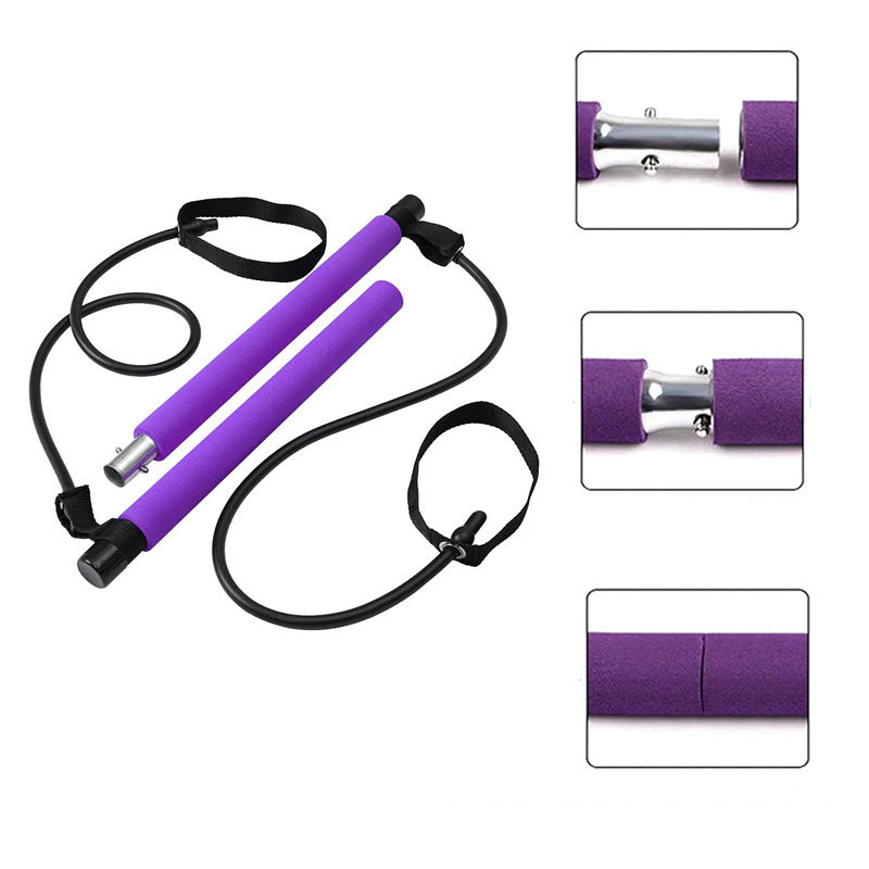 Portable Yoga Pilates Bar with Resistance Bands Fitness Trainer