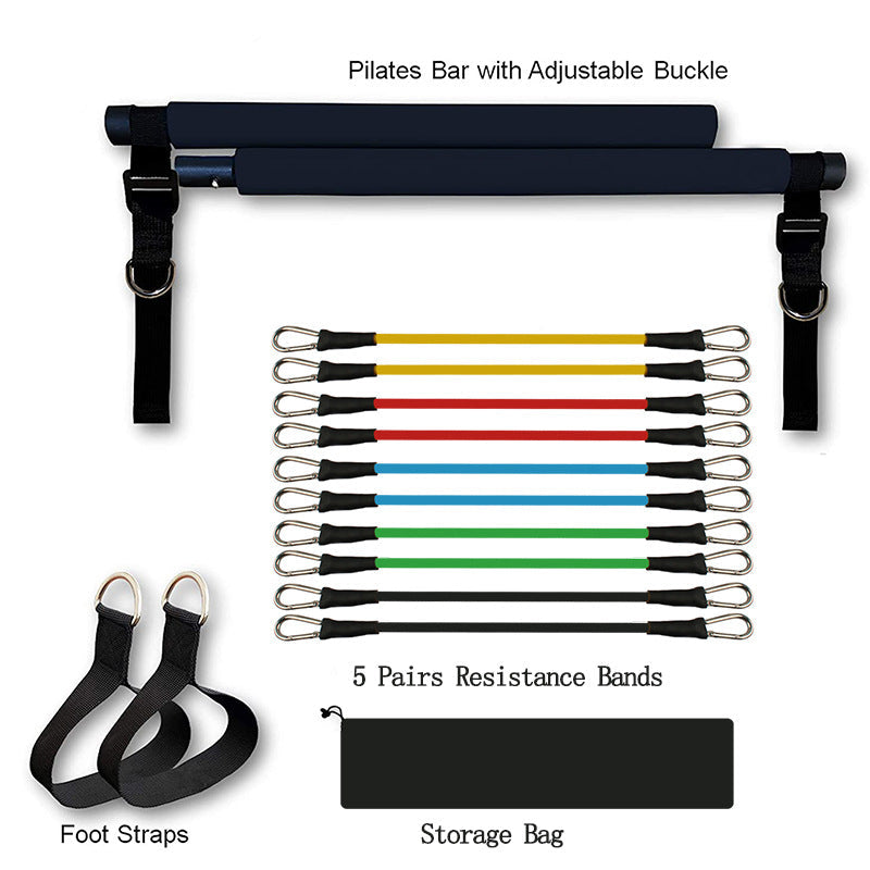 Portable Yoga Pilates Bar with Resistance Bands Fitness Trainer