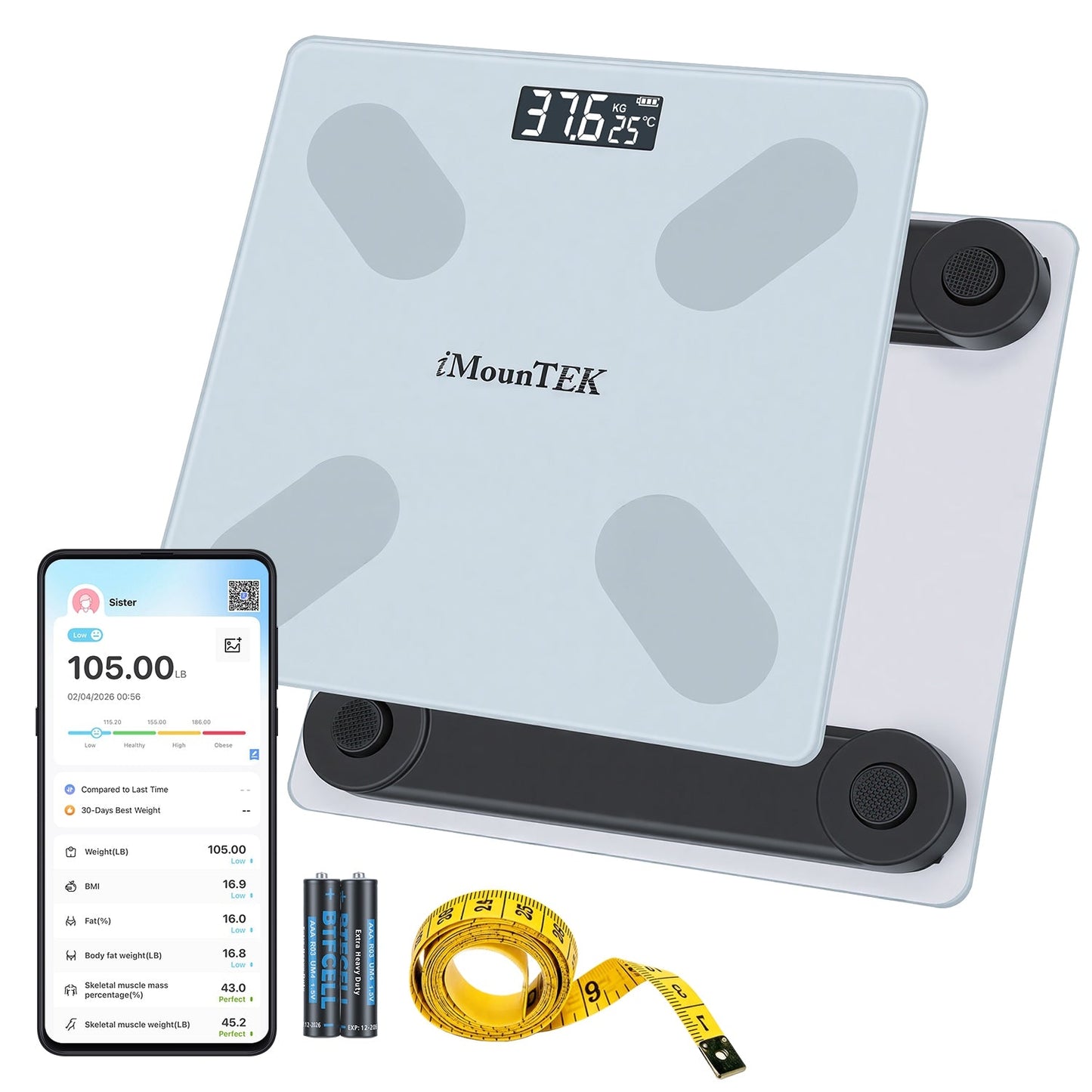 Smart Digital BMI Body Composition Scale with App Sync