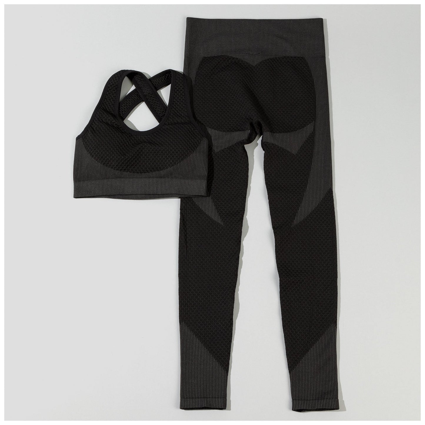 Textured Leggings and Sports Bra Activewear Set Women