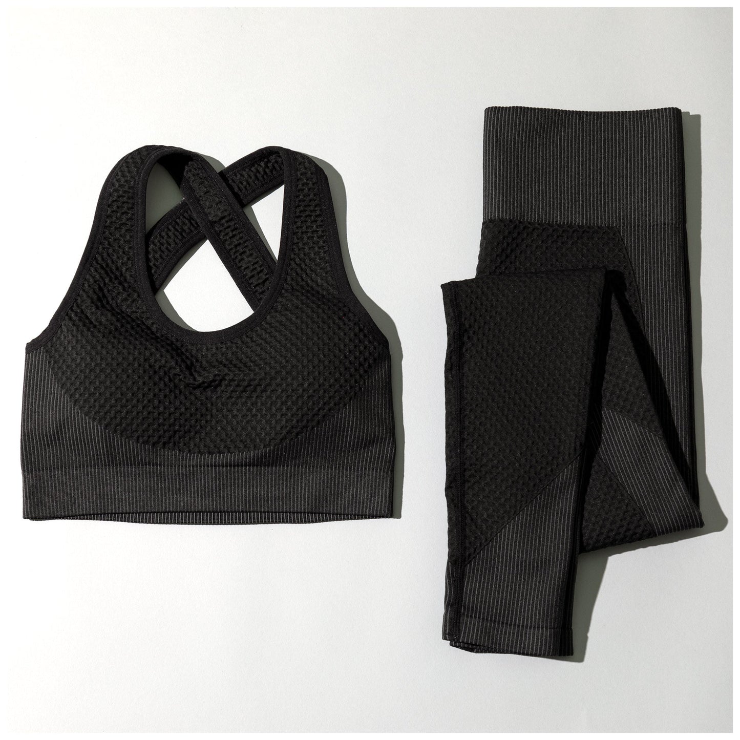 Textured Leggings and Sports Bra Activewear Set Women