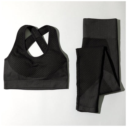 Textured Leggings and Sports Bra Activewear Set Women