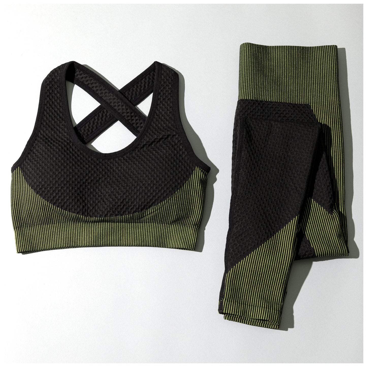 Textured Leggings and Sports Bra Activewear Set Women