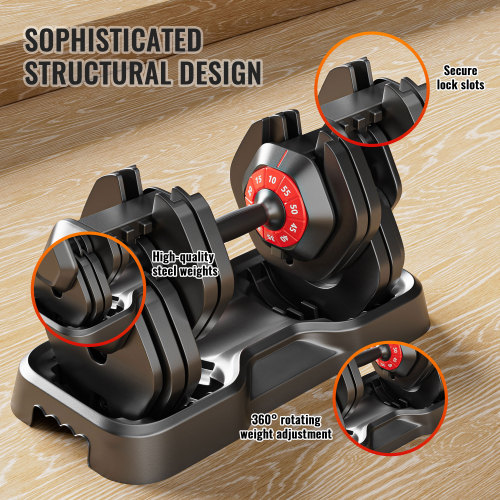 10-in-1 Adjustable Dumbbell Set with Quick Rotation Handle