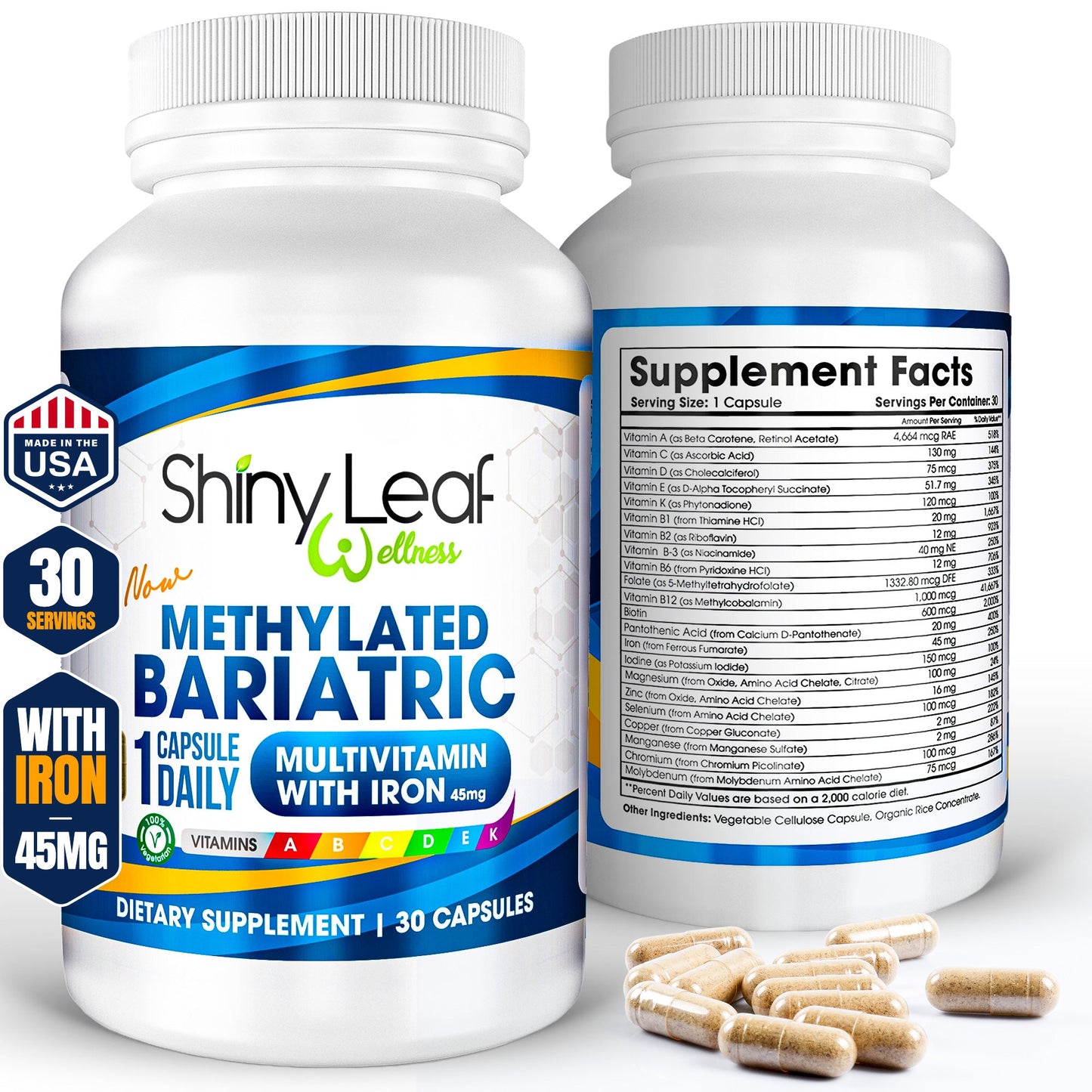 Methylated Bariatric Multivitamins with Iron Daily Capsule Support