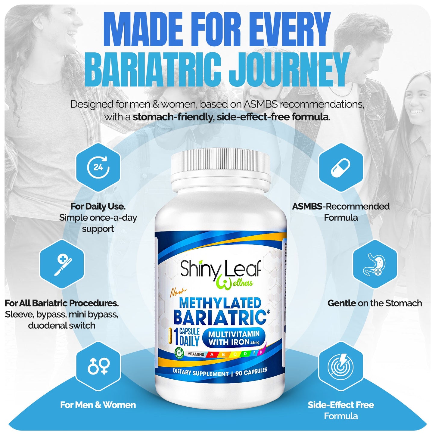 Methylated Bariatric Multivitamins with Iron Daily Capsule Support