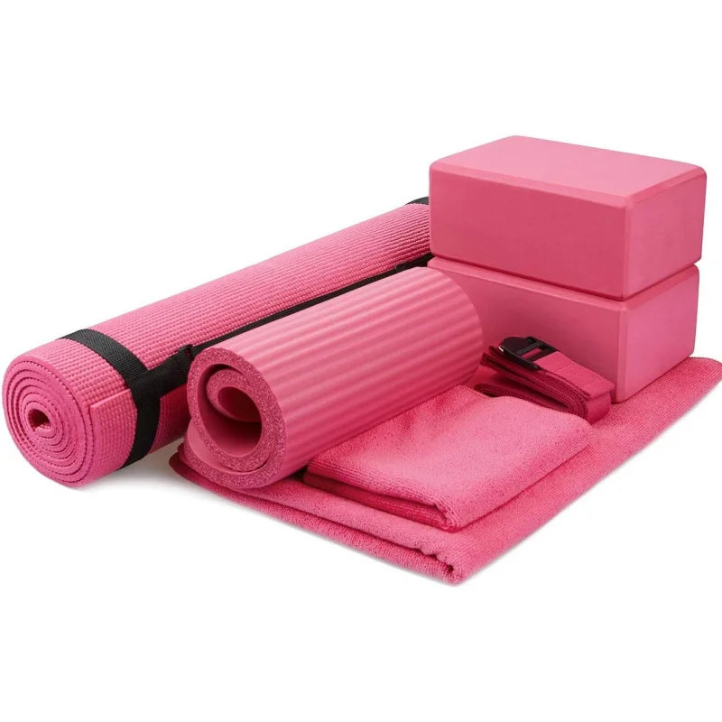 Complete Yoga Set with Blocks Towel Carrying Strap Support