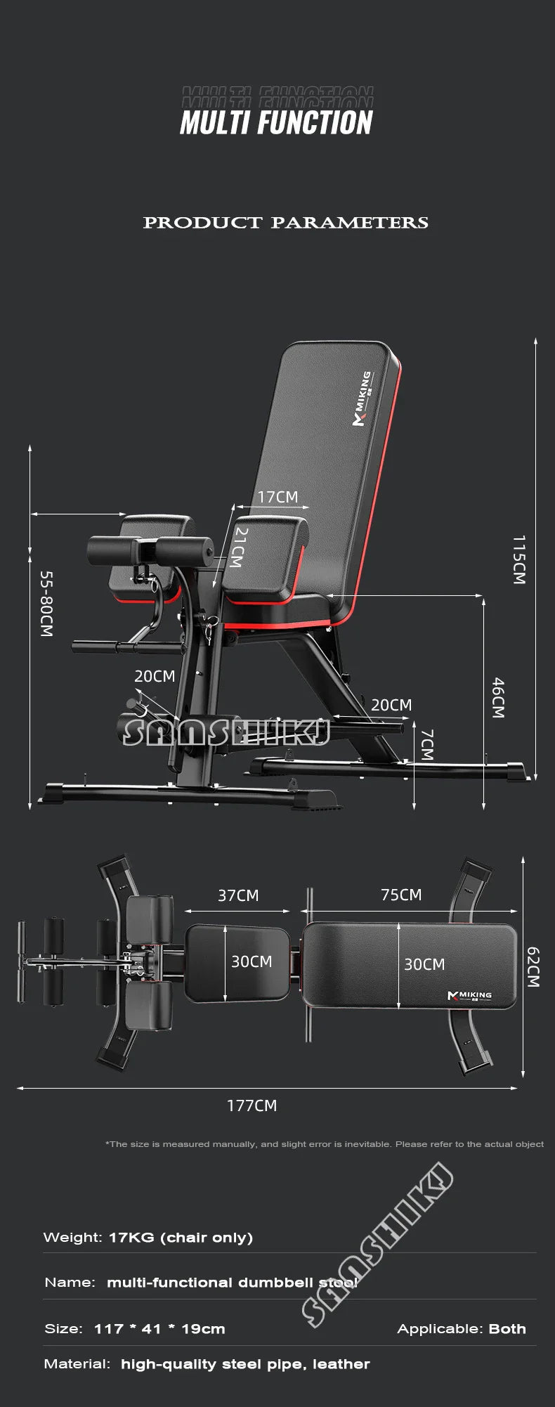 Multifunctional Weightlifting Bench Abdominal Fitness Dumbbell Training Home Equipment