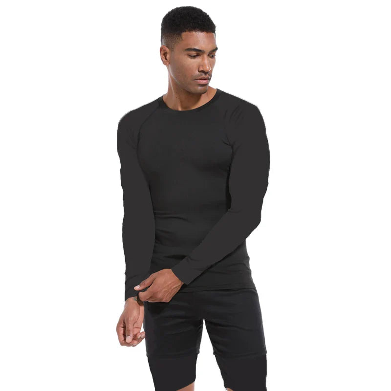 Men's Long Sleeve Fitness Tee for Spring Autumn Workouts