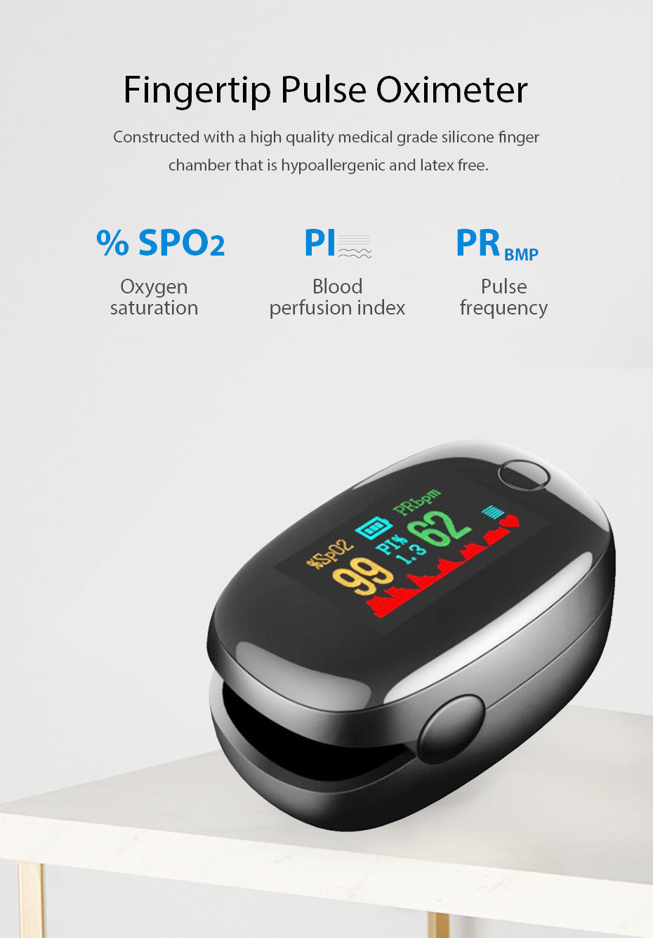 Fingertip Pulse Oximeter OLED Display Oxygen Heart Rate Monitor