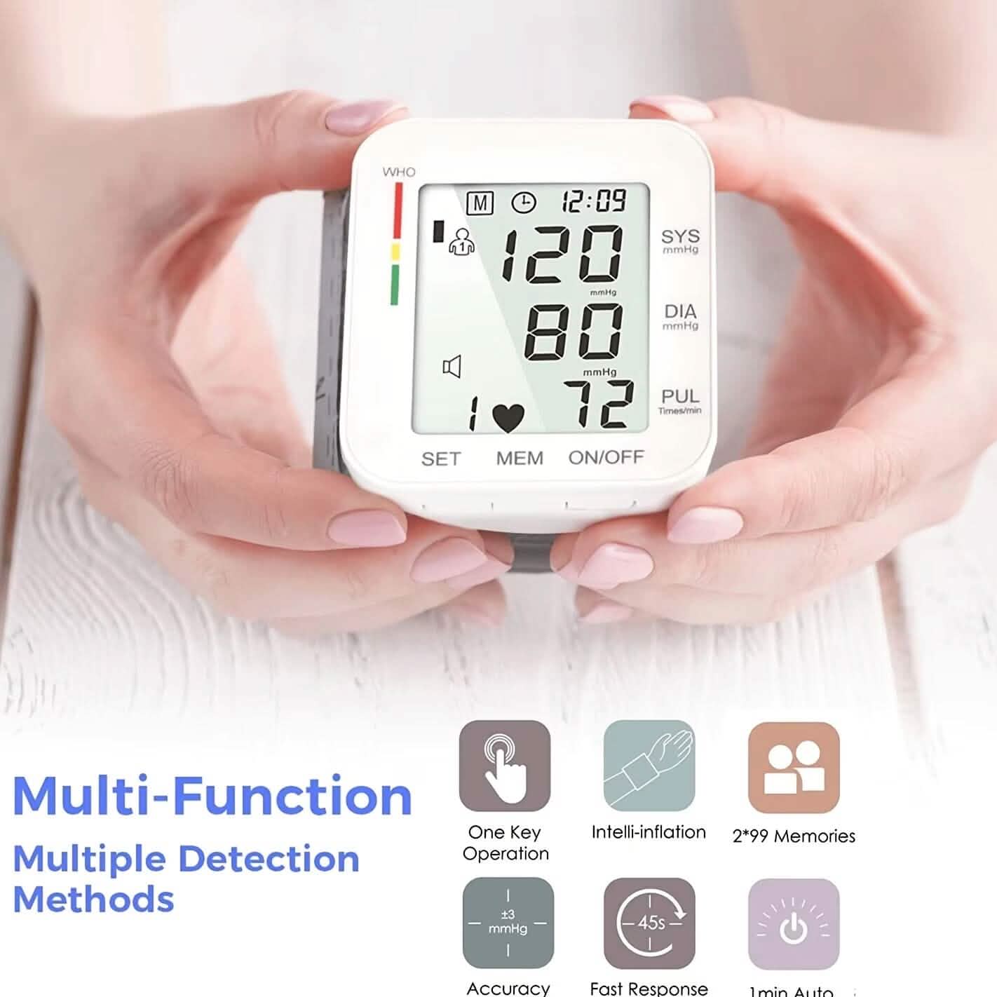 Digital Wrist Blood Pressure Monitor Automatic Cuff Machine
