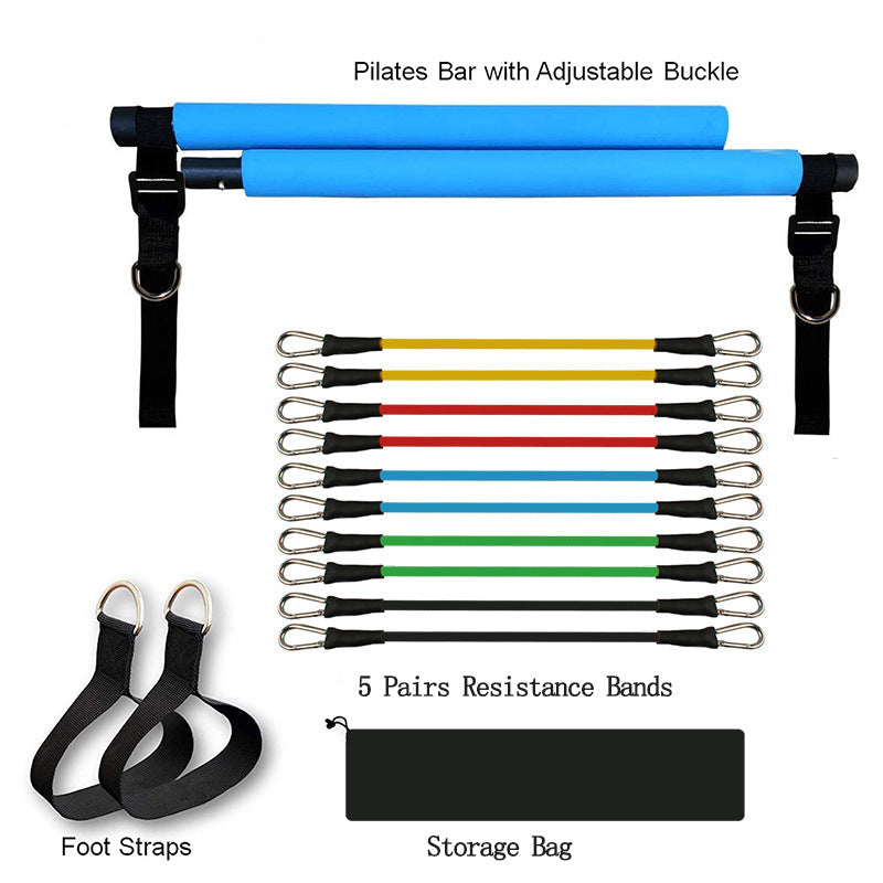 Portable Yoga Pilates Bar with Resistance Bands Fitness Trainer